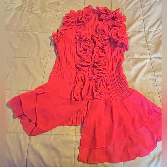 Red Floral Flamenco design stretch blouse handmade in Spain size M - Picture 3 of 5